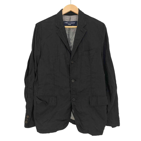 コムデギャルソンオム COMME des GARCONS HOMME 05ss archive 製品洗い 裏地チェック リネン100 3B テーラードジャケット メンズ JPN:M
