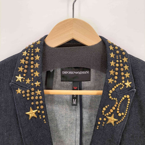 エンポリオアルマーニ EMPORIO ARMANI スタッズデザイン 2Bインディゴデニムテーラードジャケット メンズ import:M