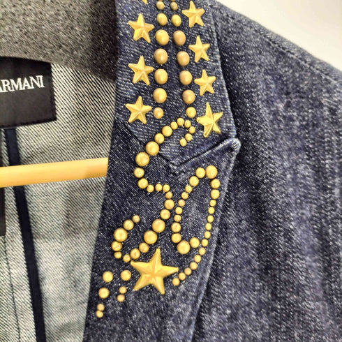 エンポリオアルマーニ EMPORIO ARMANI スタッズデザイン 2Bインディゴデニムテーラードジャケット メンズ import:M