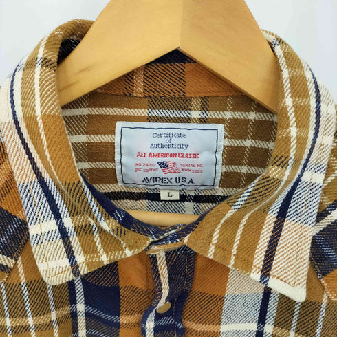 アヴィレックス AVIREX フロントポケット フランネルチェックシャツ メンズ L