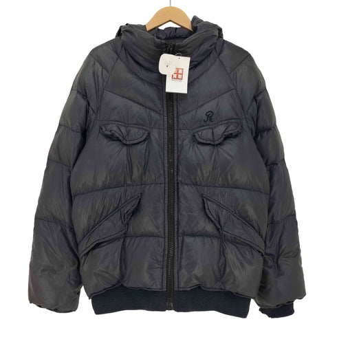 オゾンロックス OZONE ROCKS 00s Y2K フード取り外し可 ロゴ刺繍 マルチポケット フーデット ダウンジャケット メンズ JPN:L