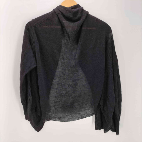 ヨウジヤマモトプリュスノアール YOHJI YAMAMOTO+NOIR レーヨン リネン 麻 混紡 ボタンレス シアー ニット カーディガン レディース JPN:3