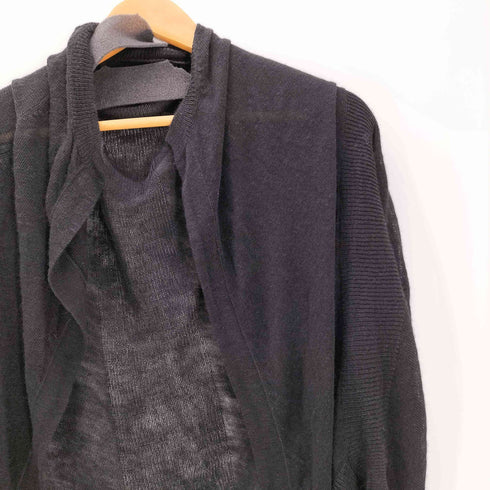 ヨウジヤマモトプリュスノアール YOHJI YAMAMOTO+NOIR レーヨン リネン 麻 混紡 ボタンレス シアー ニット カーディガン レディース JPN:3