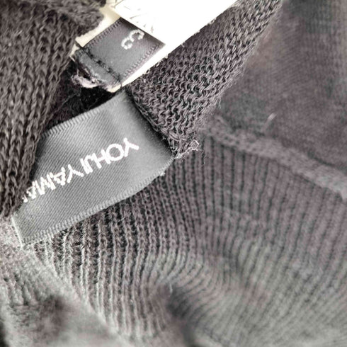 ヨウジヤマモトプリュスノアール YOHJI YAMAMOTO+NOIR レーヨン リネン 麻 混紡 ボタンレス シアー ニット カーディガン レディース JPN:3