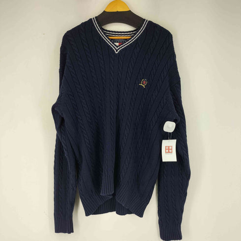 トミーヒルフィガー TOMMY HILFIGER Vネックケーブル編みコットンニット メンズ import:XL