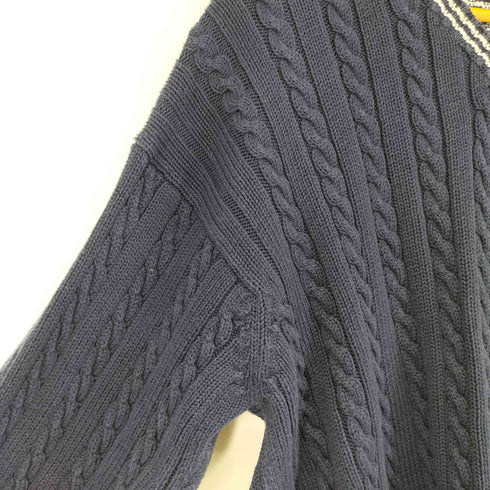 トミーヒルフィガー TOMMY HILFIGER Vネックケーブル編みコットンニット メンズ import:XL