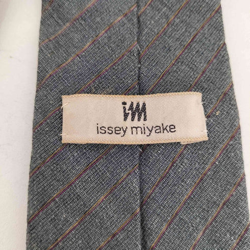 アイムイッセイミヤケ im ISSEY MIYAKE 80-90s 斜線ストライプ シルクネクタイ グレー/レッド メンズ