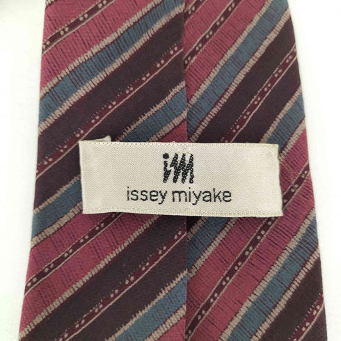 アイムイッセイミヤケ im ISSEY MIYAKE 80-90s 斜線ストライプ シルク ネクタイ レッド/グレー/ブラウン メンズ