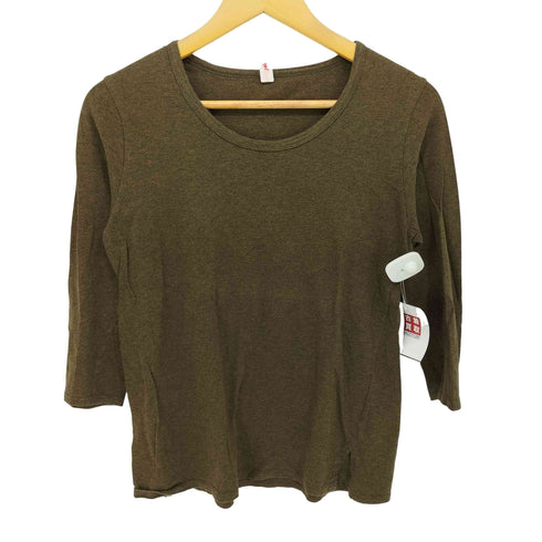 ホームスパン homspun サイドスリット L/S コットン カットソー レディース FREE
