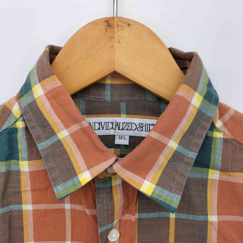 インディヴィジュアライズドシャツ individualized shirts USA製 マドラスチェック L/S コットン ロングシャツ メンズ 14-1/2