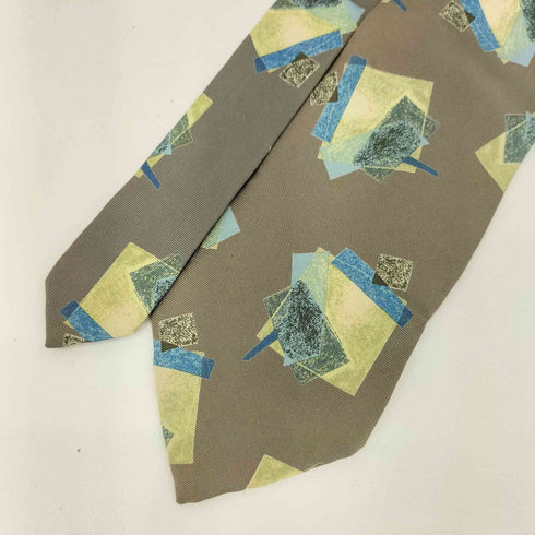 ミヤケデザインスタジオ im MIYAKE DESIGN STUDIO 80-90s グラフィックデザイン シルクネクタイ グレー/イエロー/グリーン メンズ