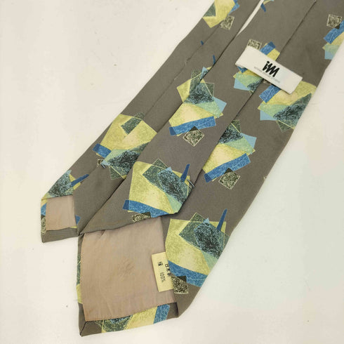 ミヤケデザインスタジオ im MIYAKE DESIGN STUDIO 80-90s グラフィックデザイン シルクネクタイ グレー/イエロー/グリーン メンズ