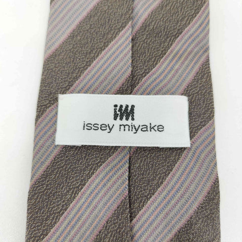 アイムイッセイミヤケ im ISSEY MIYAKE 80s 斜線ストライプ シルク ネクタイ ブラウン/パープル メンズ