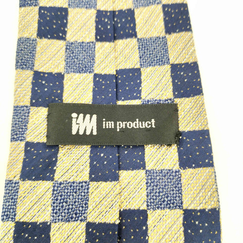 アイムプロダクトイッセイミヤケ im product ISSEY MIYAKE 80s ブロックチェック柄 シルク ネクタイ ブルー/ネイビー/グレー メンズ