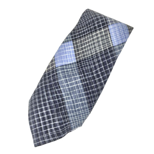 アイムプロダクトイッセイミヤケ im product ISSEY MIYAKE 80s 格子柄デザイン シルク ネクタイ ネイビー/ホワイト/グレー メンズ