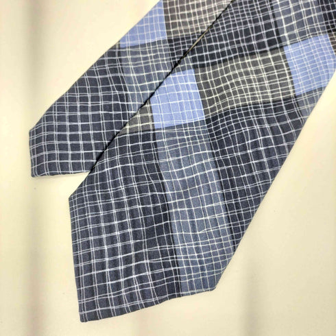 アイムプロダクトイッセイミヤケ im product ISSEY MIYAKE 80s 格子柄デザイン シルク ネクタイ ネイビー/ホワイト/グレー メンズ