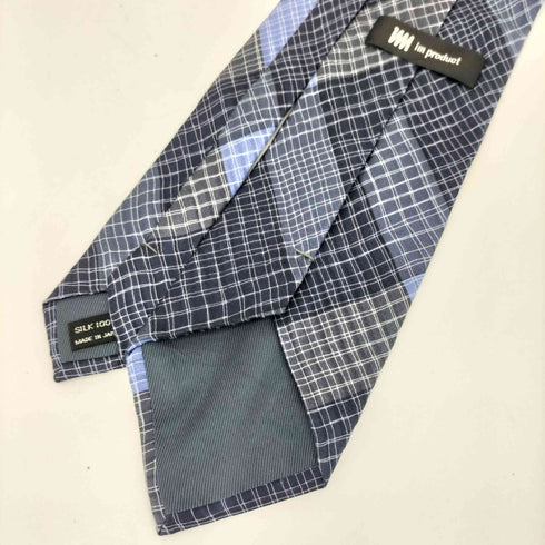 アイムプロダクトイッセイミヤケ im product ISSEY MIYAKE 80s 格子柄デザイン シルク ネクタイ ネイビー/ホワイト/グレー メンズ