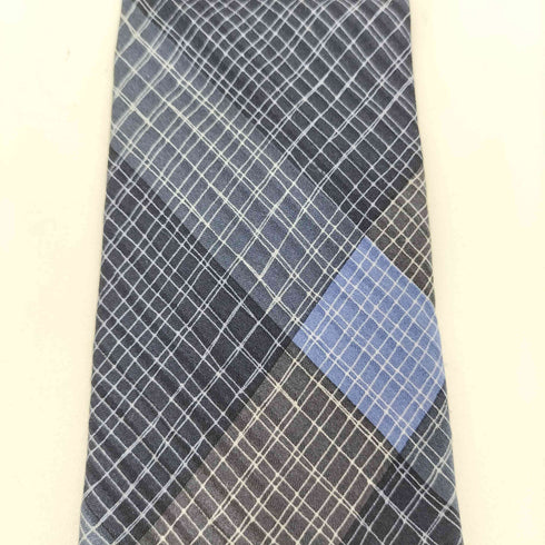 アイムプロダクトイッセイミヤケ im product ISSEY MIYAKE 80s 格子柄デザイン シルク ネクタイ ネイビー/ホワイト/グレー メンズ