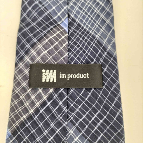 アイムプロダクトイッセイミヤケ im product ISSEY MIYAKE 80s 格子柄デザイン シルク ネクタイ ネイビー/ホワイト/グレー メンズ