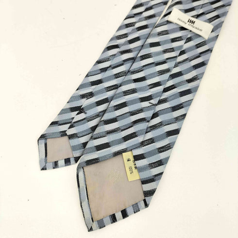 アイムイッセイミヤケ im ISSEY MIYAKE 80-90s 斜線ストライプ チェックデザイン シルク ネクタイ グレー/ブラック メンズ