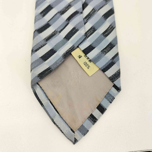 アイムイッセイミヤケ im ISSEY MIYAKE 80-90s 斜線ストライプ チェックデザイン シルク ネクタイ グレー/ブラック メンズ