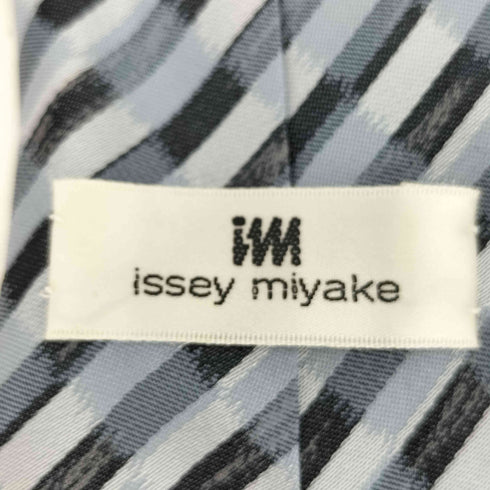 アイムイッセイミヤケ im ISSEY MIYAKE 80-90s 斜線ストライプ チェックデザイン シルク ネクタイ グレー/ブラック メンズ