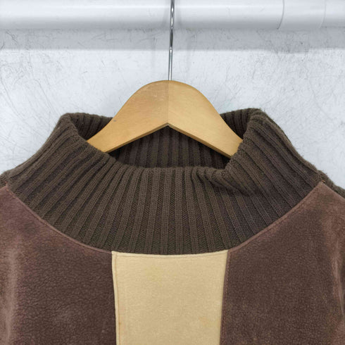 KOMAN SPORT パネルパターン スエード切替 モックネックニット メンズ import:L