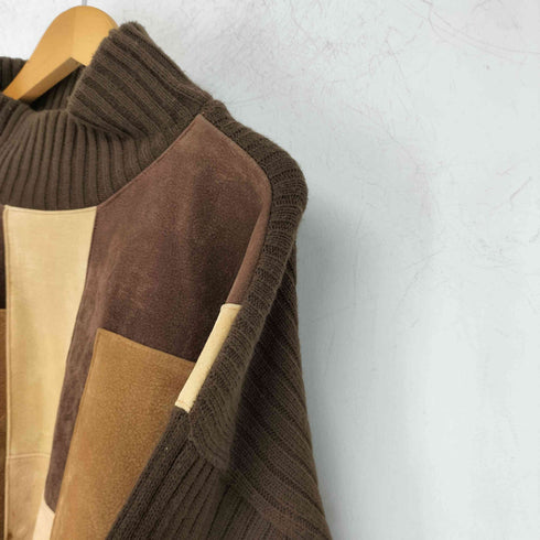 KOMAN SPORT パネルパターン スエード切替 モックネックニット メンズ import:L