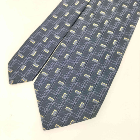 アイムプロダクトイッセイミヤケ im product ISSEY MIYAKE 80s 立体スクエアデザイン シルク ネクタイ ネイビー/イエロー メンズ