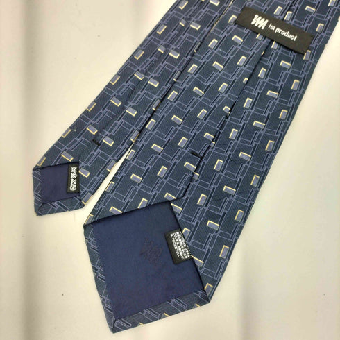 アイムプロダクトイッセイミヤケ im product ISSEY MIYAKE 80s 立体スクエアデザイン シルク ネクタイ ネイビー/イエロー メンズ