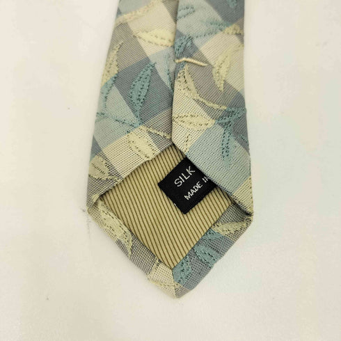 アイムプロダクトイッセイミヤケ im product ISSEY MIYAKE 80s リーフ刺繍 チェック柄 シルクネクタイ グレー/ベージュ/ブルー メンズ