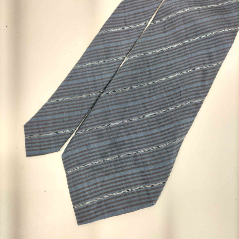 イッセイミヤケデザインスタジオ im ISSEY MIYAKE DESIGN STUDIO 80-90s 斜線シャドーストライプ シルク ネクタイ ネイビー/ホワイト/ブラック メンズ