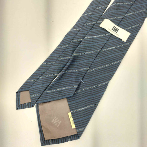 イッセイミヤケデザインスタジオ im ISSEY MIYAKE DESIGN STUDIO 80-90s 斜線シャドーストライプ シルク ネクタイ ネイビー/ホワイト/ブラック メンズ