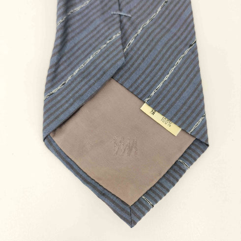 イッセイミヤケデザインスタジオ im ISSEY MIYAKE DESIGN STUDIO 80-90s 斜線シャドーストライプ シルク ネクタイ ネイビー/ホワイト/ブラック メンズ