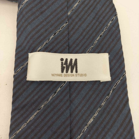 イッセイミヤケデザインスタジオ im ISSEY MIYAKE DESIGN STUDIO 80-90s 斜線シャドーストライプ シルク ネクタイ ネイビー/ホワイト/ブラック メンズ