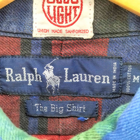 ラルフローレン RALPH LAUREN GOOD LIGHT the big shirt ボタンダウンチェックネルシャツ メンズ JPN:M