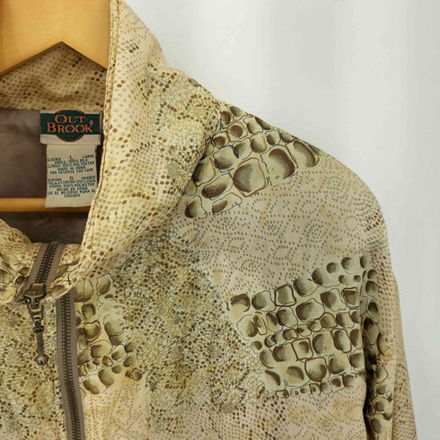 OUT BROOK パイソン柄 ジップアップ シルクジャケット メンズ L