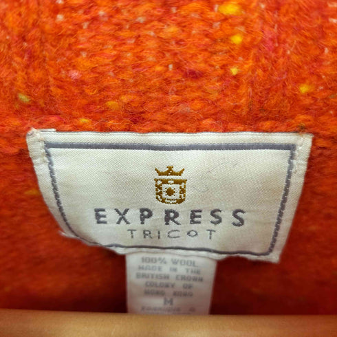 エクスプレス EXPRESS 香港製 ノルディック柄 モックネック ウールニットセーター レディース M