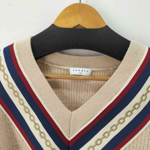 サンドロパリ sandro PARIS Vネックチェーンセーター レディース