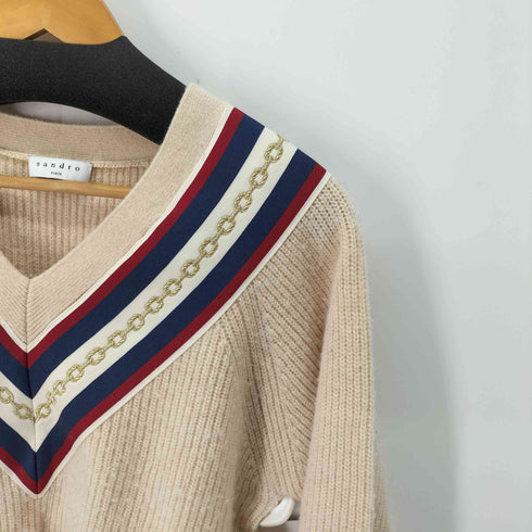 サンドロパリ sandro PARIS Vネックチェーンセーター レディース