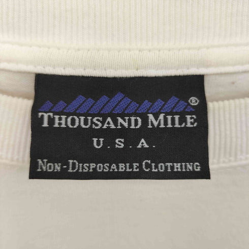 サウザンドマイル THOUSAND MILE USA製 ロゴ刺繍 クルーネック Tシャツ メンズ import:L