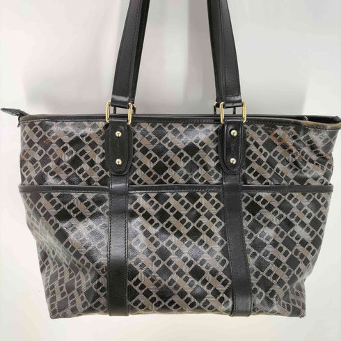 バリー BALLY 総柄 モノグラム PVC レザー トート バック レディース