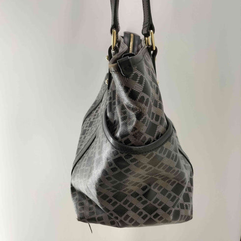 バリー BALLY 総柄 モノグラム PVC レザー トート バック レディース