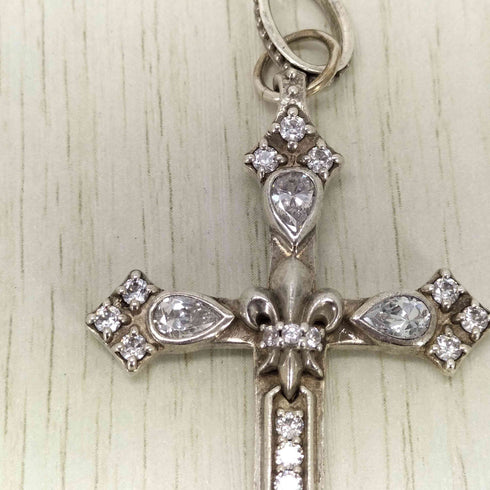 925刻印 ブレード 十字架 ラインストーンペンダントトップ メンズ