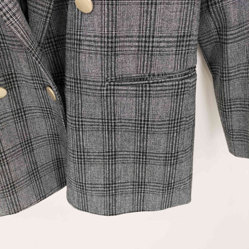 オメカシ omekashi チェック柄 ダブルテーラードジャケット レディース F