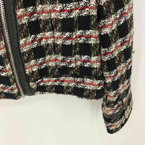 ザラ ZARA ツイードデザイン フェイクレザーライダースジャケット レディース S