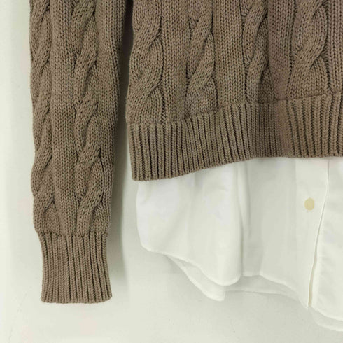 ローレンラルフローレン LAUREN RALPH LAUREN シャツレイヤードケーブル編みニット レディース import:XS