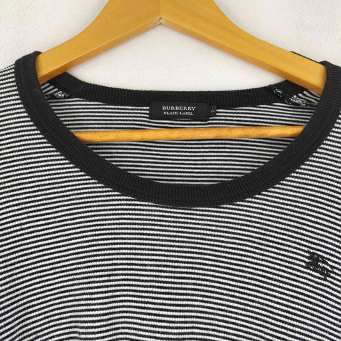 バーバリーブラックレーベル BURBERRY BLACK LABEL 胸元刺繍ボーダー L/S Tシャツ メンズ JPN:2