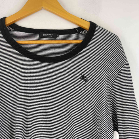 バーバリーブラックレーベル BURBERRY BLACK LABEL 胸元刺繍ボーダー L/S Tシャツ メンズ JPN:2