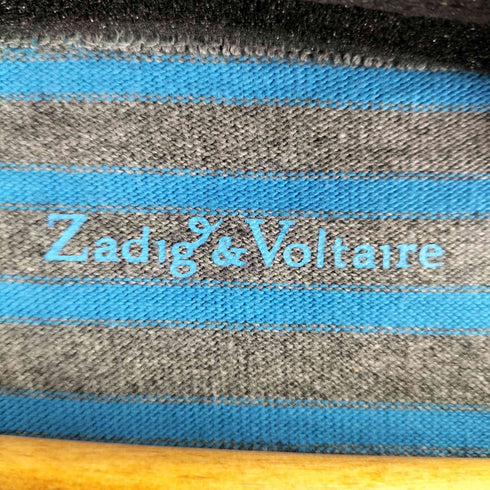 ザディグエヴォルテール ZADIG&VOLTAIRE バックプリントショルダースタッズボーダーカットソー メンズ import:S